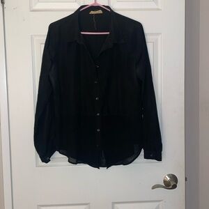 Black blouse with sheer bottom
